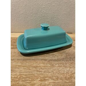 Fiesta Teal Covered Butter Dish Turquoise Blue HOMER LAUGHLIN FIESTAWARE